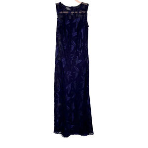 Vintage 90s Formal Gown Blue Purple Shelli Segal Velvet Accents Size 2 Prom